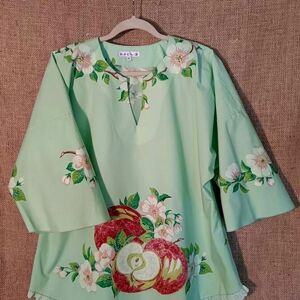 Upcycled Floral Green Women's Tunic